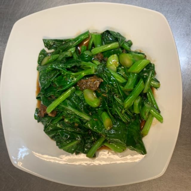 Sauteed Chinese Broccoli with Salted Fish.