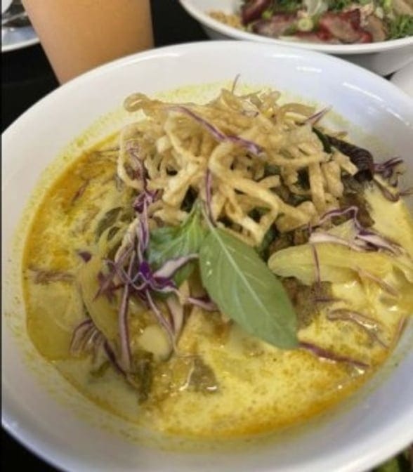 Golden Triangle Curry Beef Noodles.