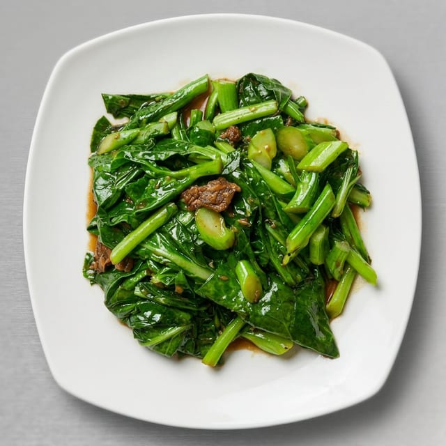 Sauteed Chinese Broccoli with Salted Fish.