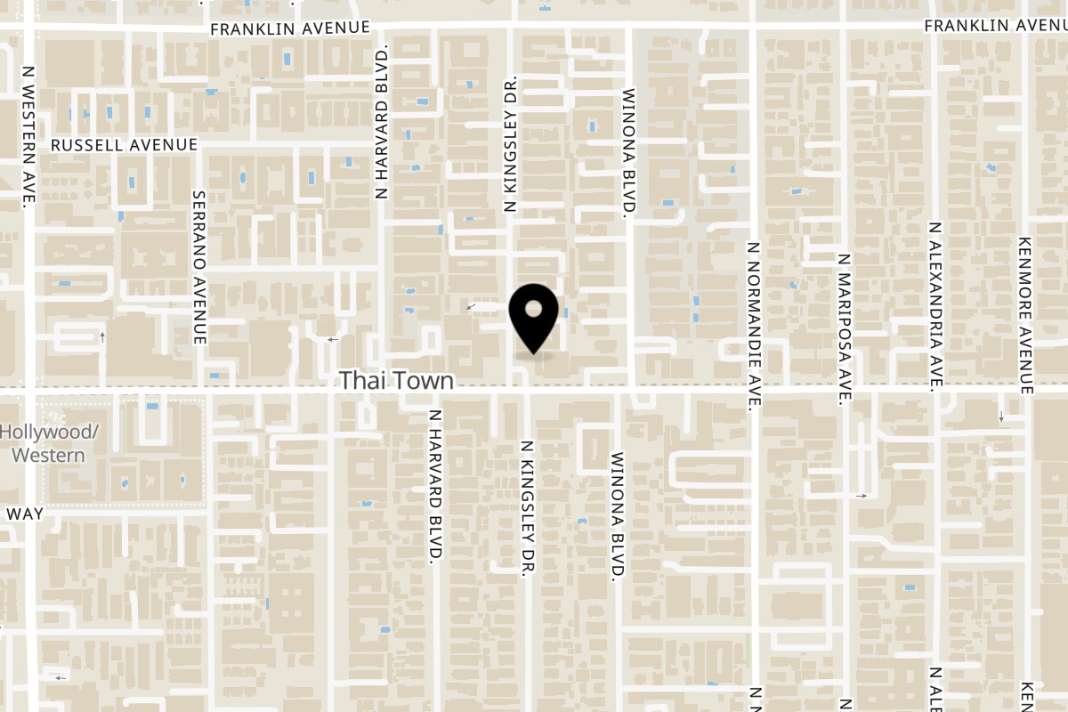Map showing the location of Sapp Coffee Shop on 5183 Hollywood Blvd in Los Angeles
